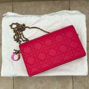 Dior Lady Dior Pouch Lambskin warm Fuchsia Limited edition